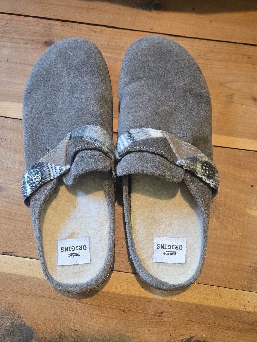 Earth Origins Lined Suede Slip-On Clogs with Patterned Strap